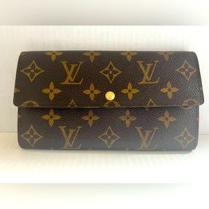 AUTH Louis Vuitton Monogram Browns Portefeuille Sarah Long Wallet